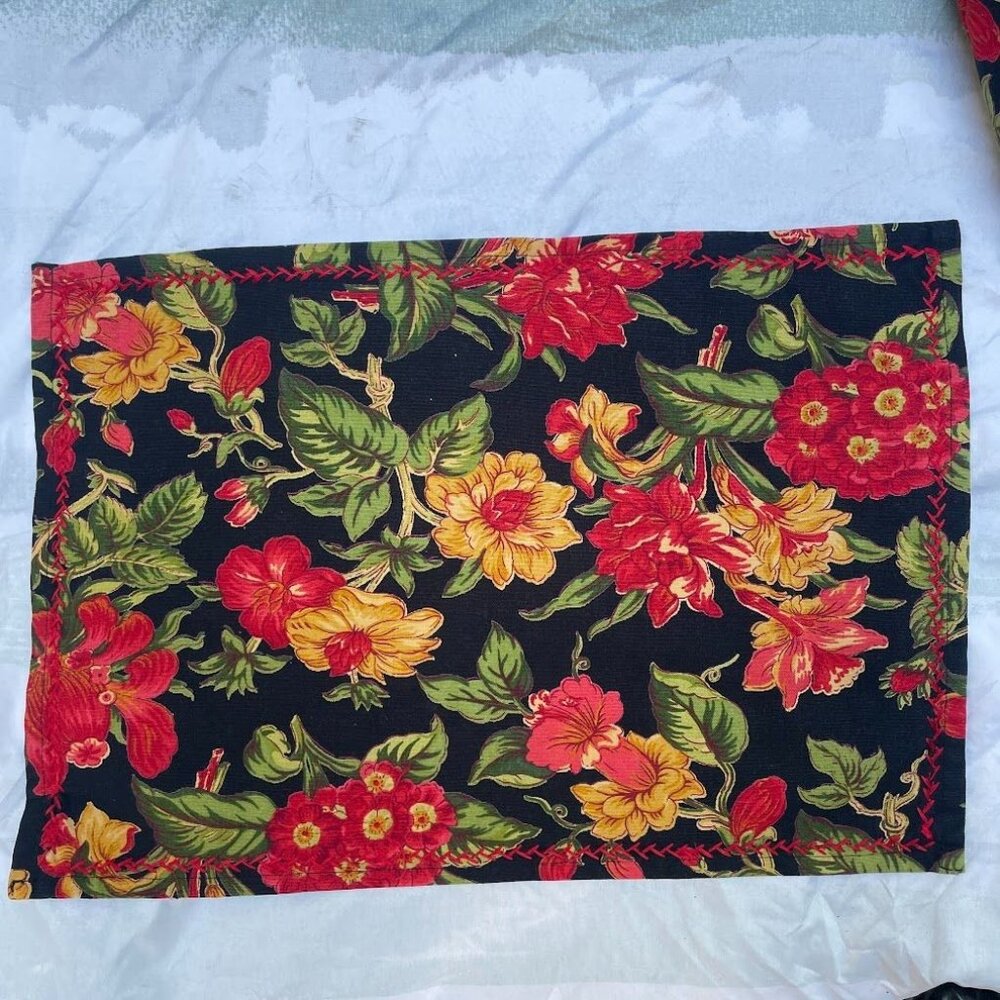 APRIL CORNELL Bold FLORAL PLACEMATS Set of 4 NWOT